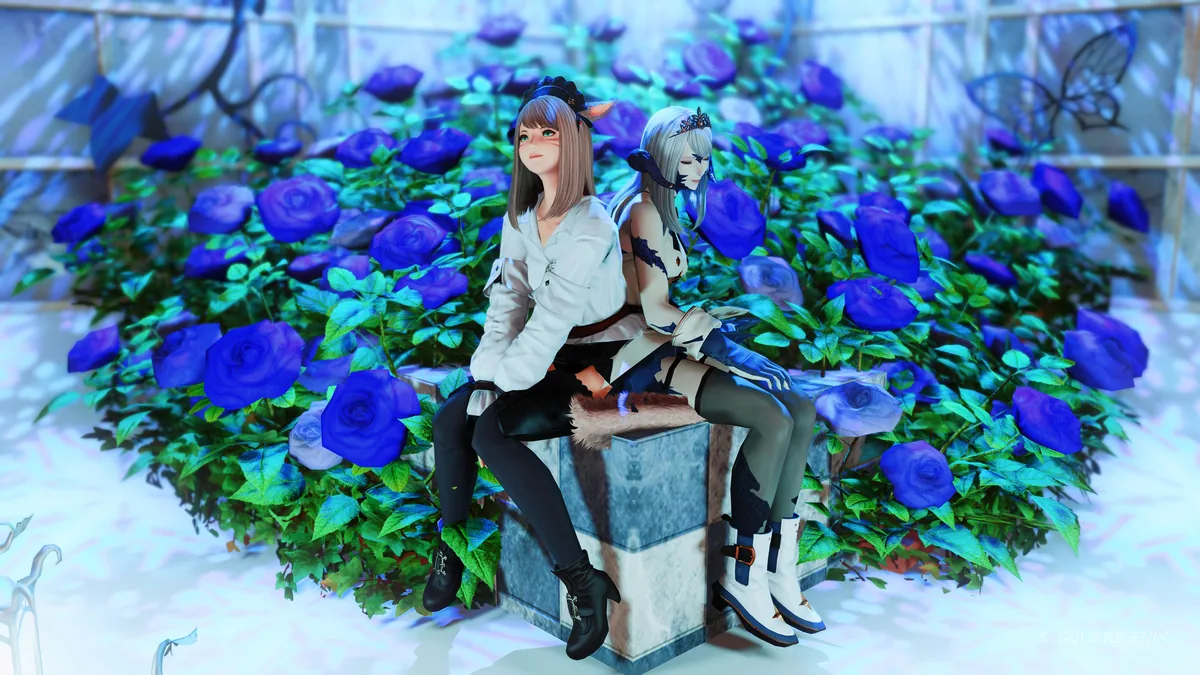 ブルーローズを背中に