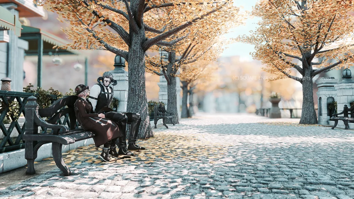 ベンチで休むふたり