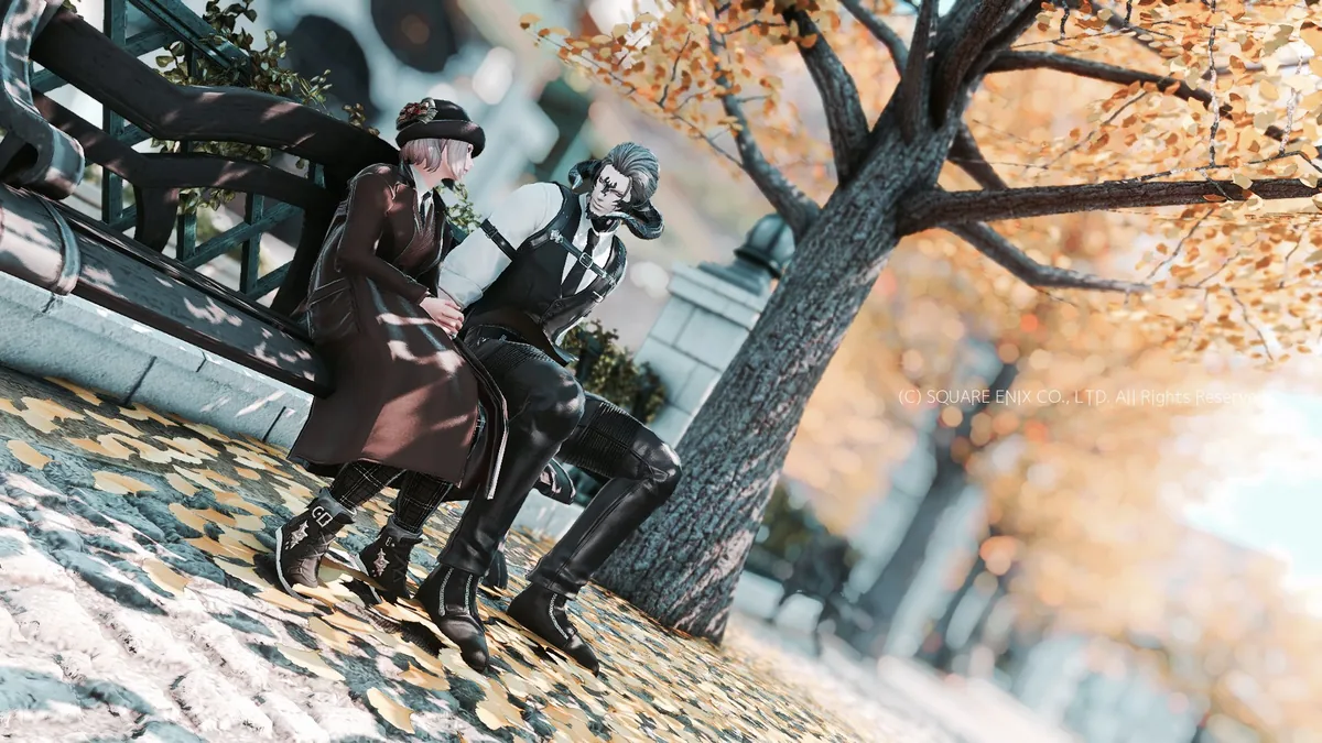 ベンチで休むふたり